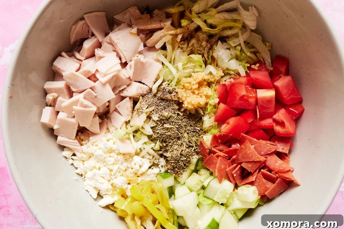 High-Protein Deli Turkey Chopped Salad for One 3 Ingredients for chopped salad